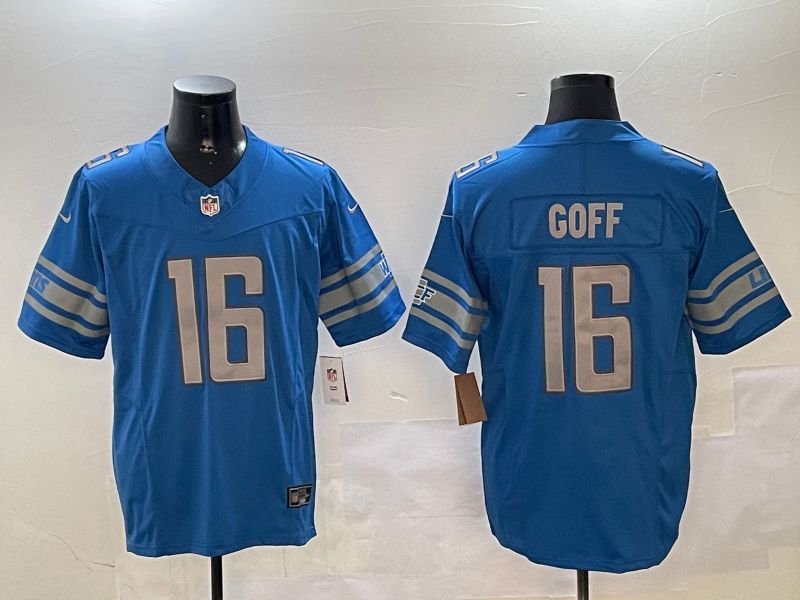 Men Detroit Lions #16 Goff Blue three generations 2024 Nike Limited NFL Jersey style 1102